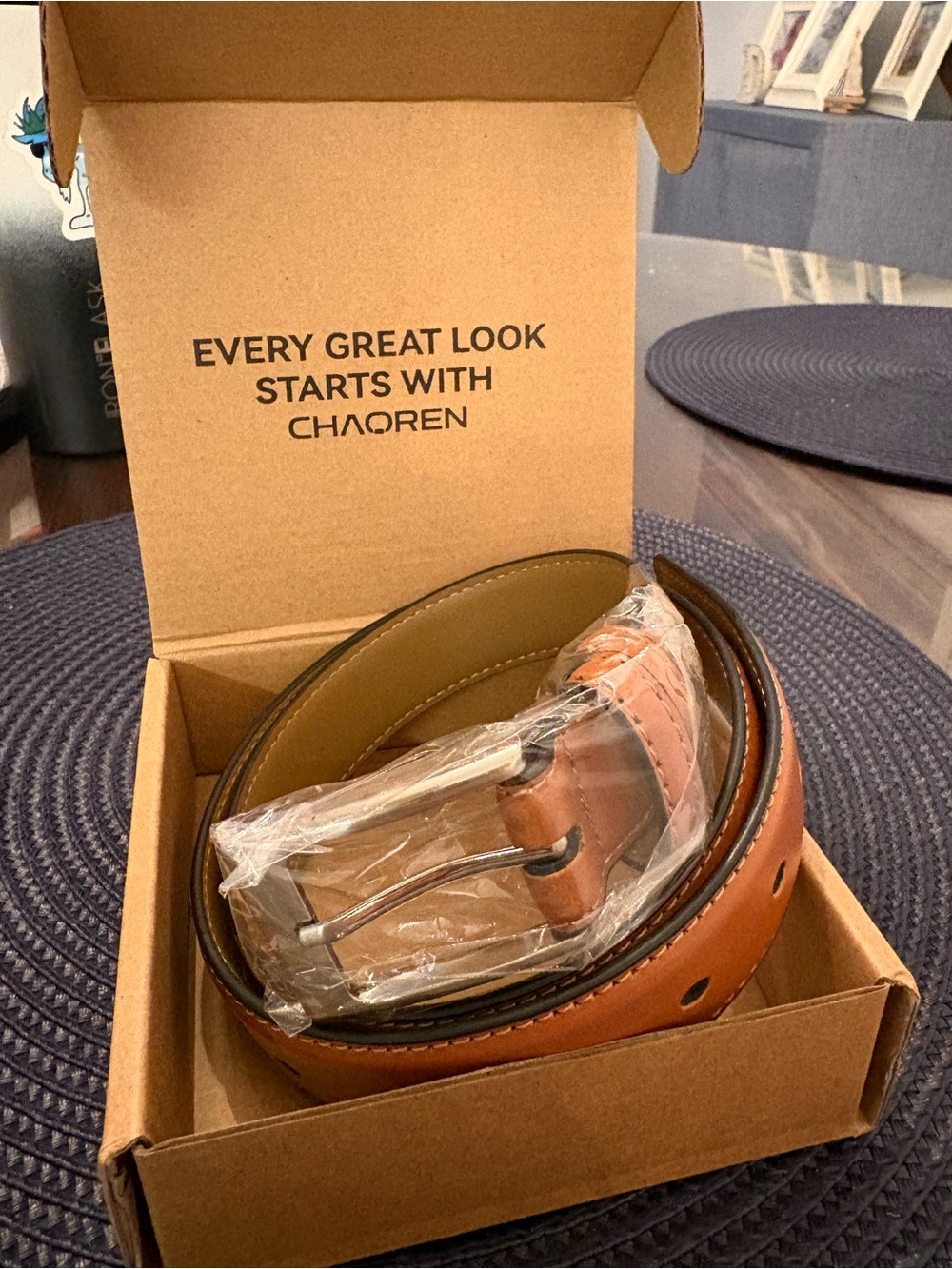 CHAOREN Boys Belt - 1 1/8" Leather Kids Belt- tan brown- *brand new*